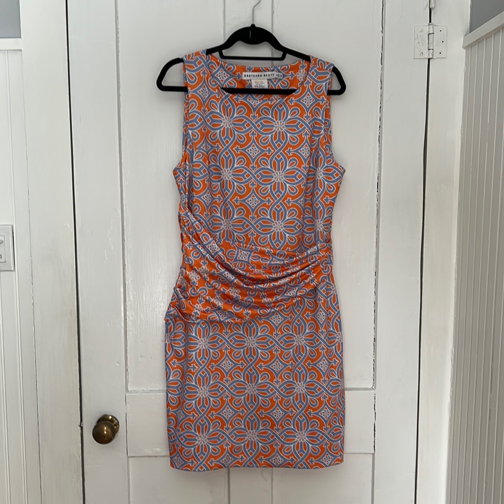Gretchen Scott Sleeveless Dress Large Orange and Blue